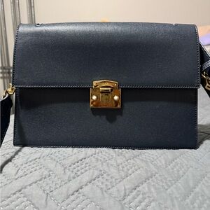 Charles & Keith Navy Crossbody Bag with Gold Accents